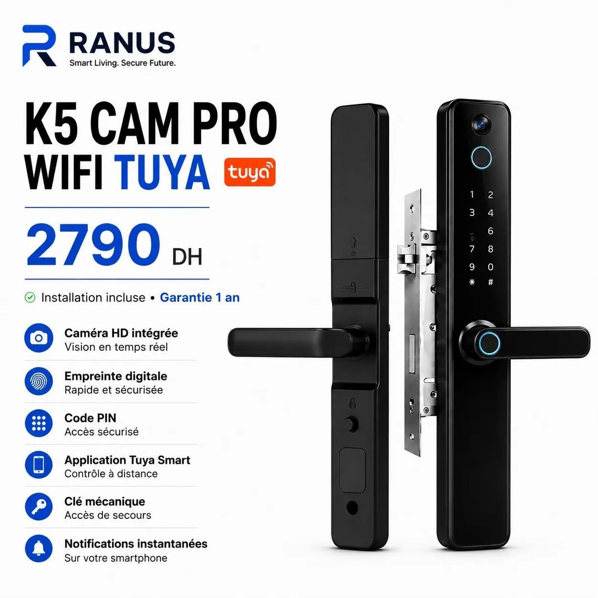 Serrure intelligente K5 Cam Pro Wi-Fi - fiche
