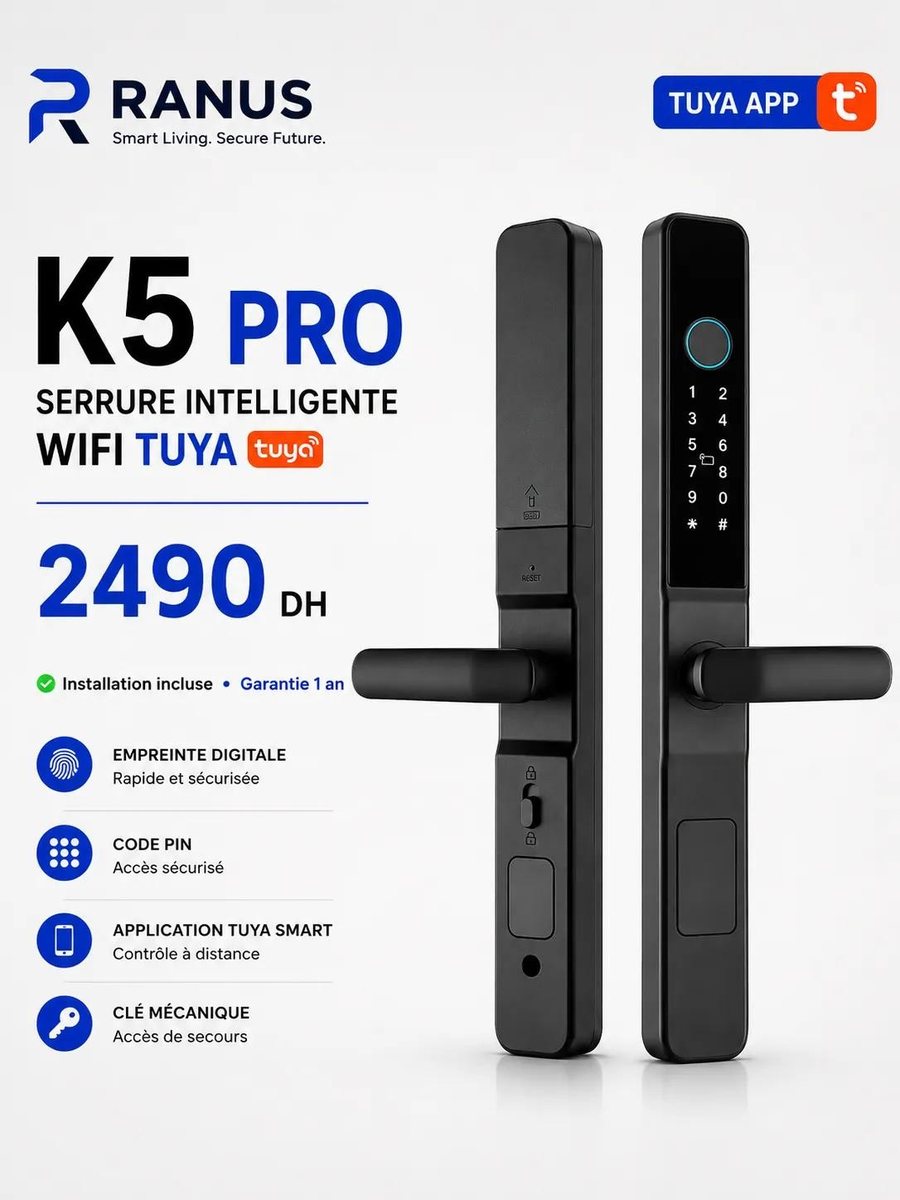 Serrure intelligente K5 Pro Wi-Fi - fiche