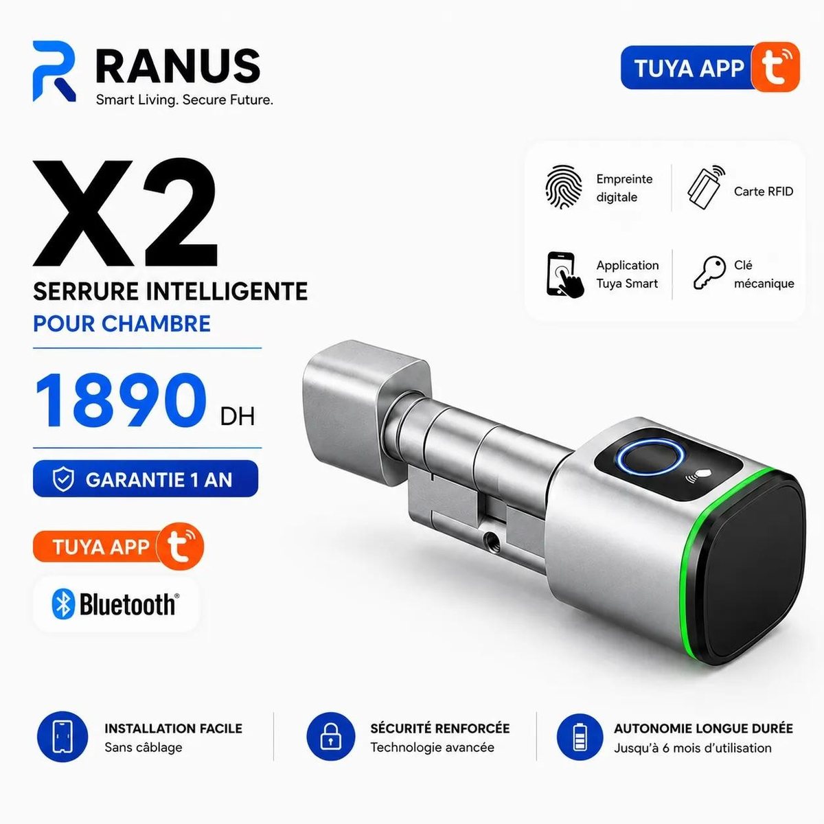 Serrure intelligente X2 pour chambre - fiche