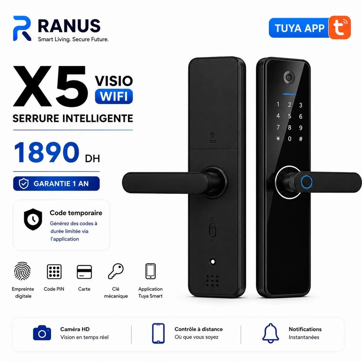 Serrure intelligente X5 Visio Wi-Fi - fiche