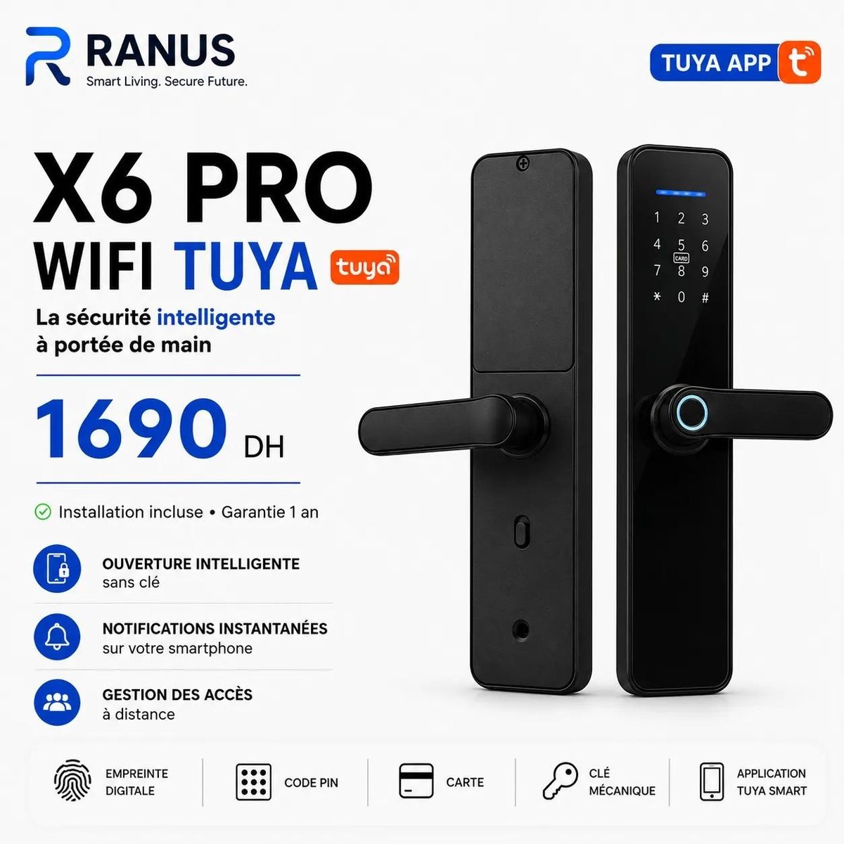 Serrure intelligente X6 Pro Wi-Fi - fiche